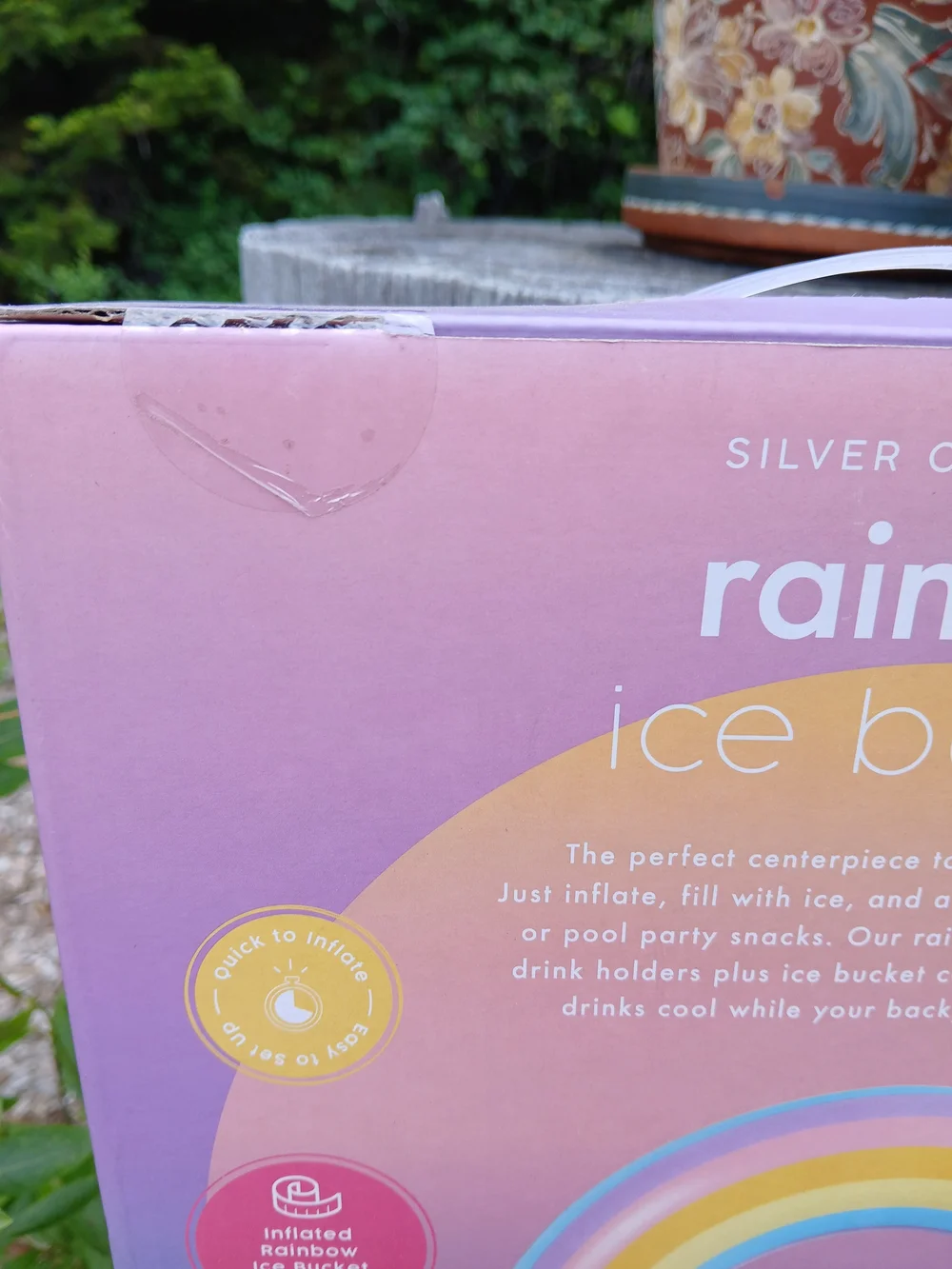 Rainbow Ice Bucket - Pastel Rainbow Inflatable Party Cooler Silver One Pool